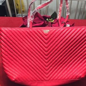 Victoria's Secret Vibrant Red Chevron Tote